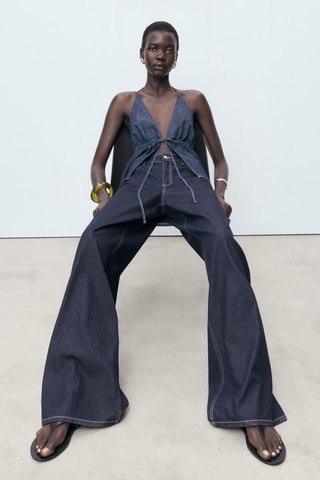 Jean wideleg taille basse - Bleu