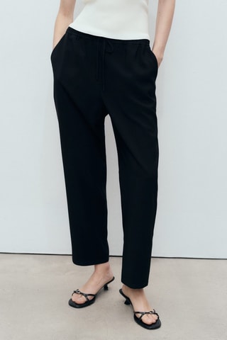 Pantalón fluido cordón - Negro