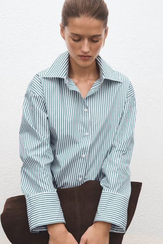 Chemise à rayures oversize - Vert