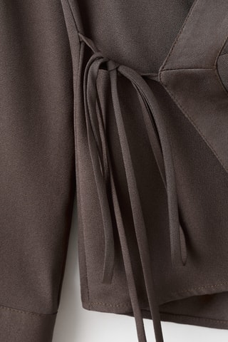 Chemise satinée croisée - Marron