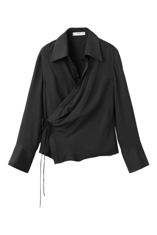 Chemise satinée croisée - Noir