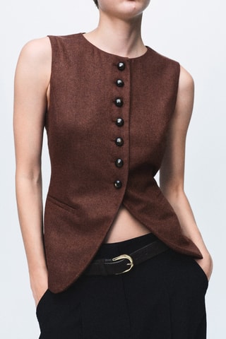 Gilet laine boutons - Marron