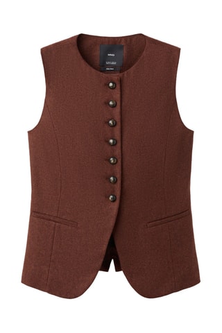 Gilet laine boutons - Marron