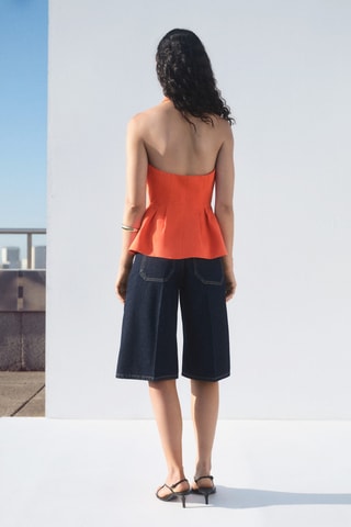 Gilet péplum avec col à emmanchures américaines - Corail