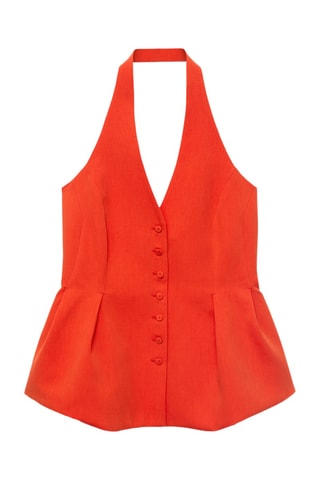 Gilet péplum avec col à emmanchures américaines - Corail