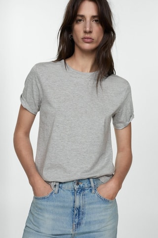 T-shirt coton manches courtes - Gris chiné