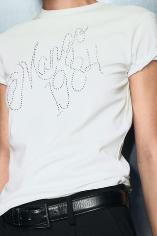 T-shirt message strass - Blanc