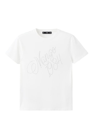 T-shirt message strass - Blanc