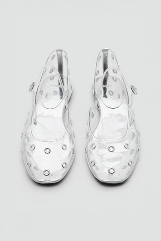 Chaussures vinyle œillets - Argenté