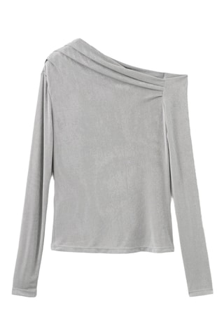 T-shirt asymétrique manches longues - Gris