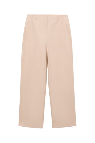 Pantalon coton droit taille moyenne - Écru