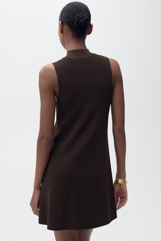 Robe maille col montant - Marron