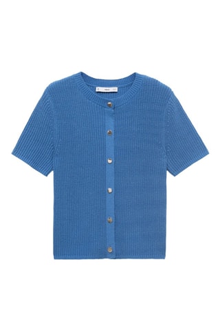 Cardigan maille à manches courtes - Bleu