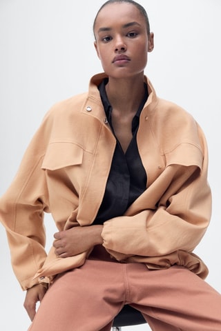 Veste lyocell oversize poches - Nude