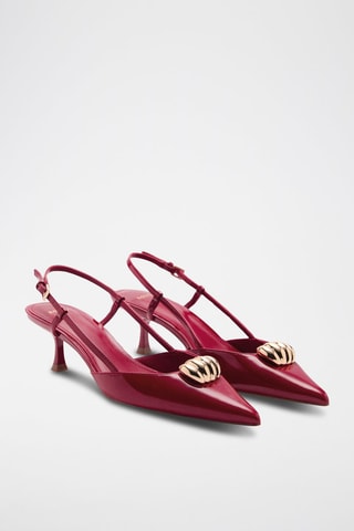 Chaussures à talon détail métallique - Rouge