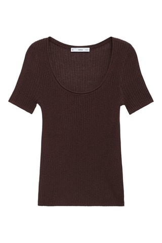 Pull maille lin mélangé - Marron