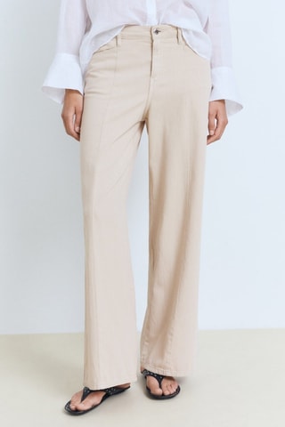 Pantalon droit denim taille - Beige
