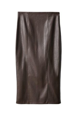 Jupe crayon simili-cuir - Marron