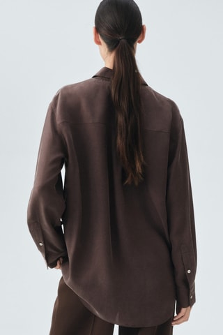 Chemise oversize 100 % soie - Marron