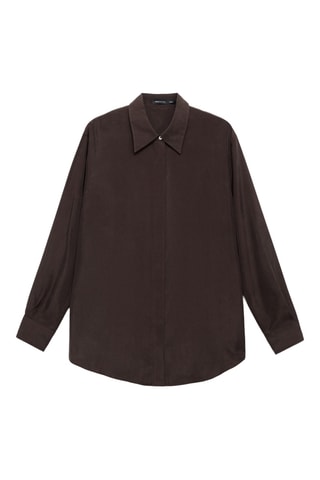 Chemise oversize 100 % soie - Marron