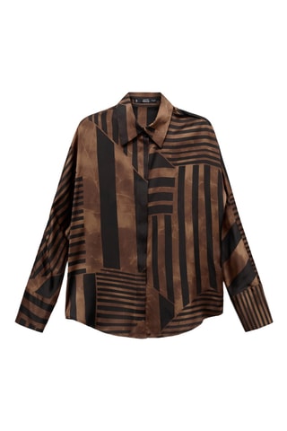 Chemise satinée rayures - Marron