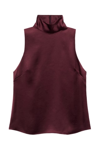 Blouse satinée col roulé - Bordeaux