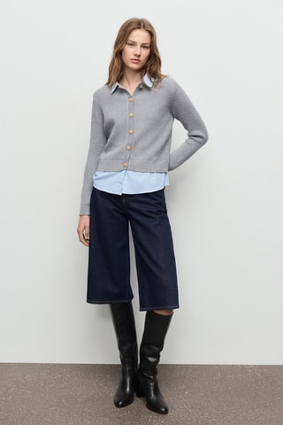 Cardigan combiné maille - Gris