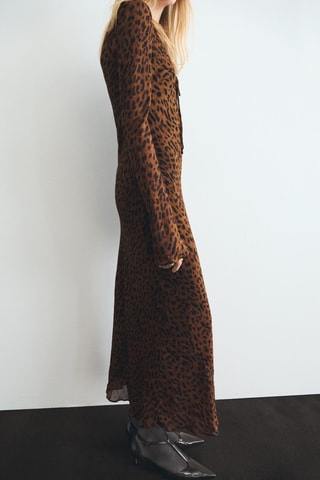 Robe léopard à manches longues - Noir