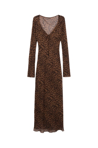 Robe léopard à manches longues - Noir