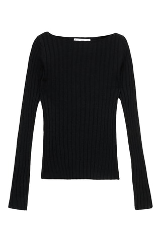 Pull-over côtelé col bateau - Noir