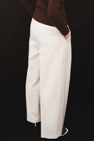 Pantalon à plis fermeture zip - Écru