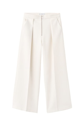 Pantalon à plis fermeture zip - Écru