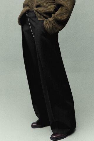 Pantalon à plis fermeture zip - Noir