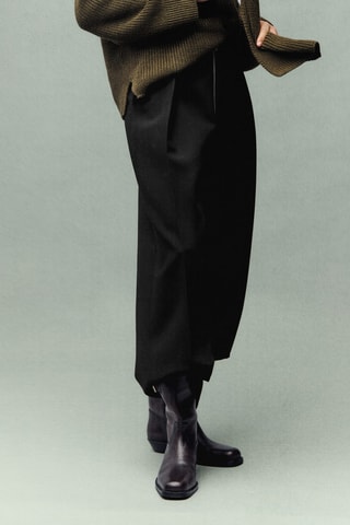 Pantalon à plis fermeture zip - Noir