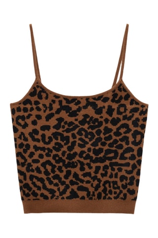 Top maille léopard - Marron