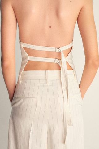 Top halter rayures - Écru