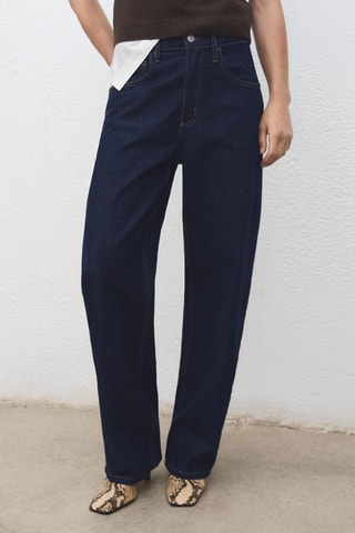 Jean barrel taille haute - Bleu