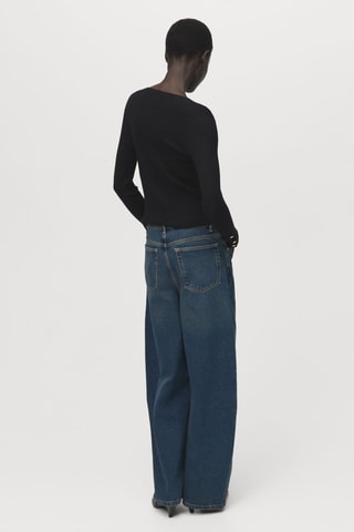 Cardigan côtelé avec boutons - Noir