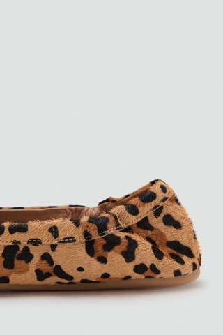 Mocassins cuir fausse fourrure léopard - Marron