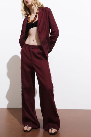 Pantalon de costume en lin finis effilochés - Bordeaux
