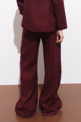 Pantalon de costume en lin finis effilochés - Bordeaux