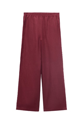 Pantalon de costume en lin finis effilochés - Bordeaux