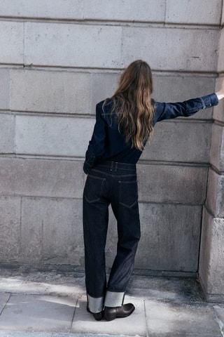 Jean droit à revers - Bleu