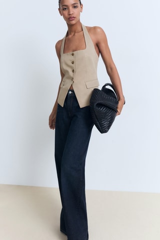 Gilet de costume lin mélangé - Marron
