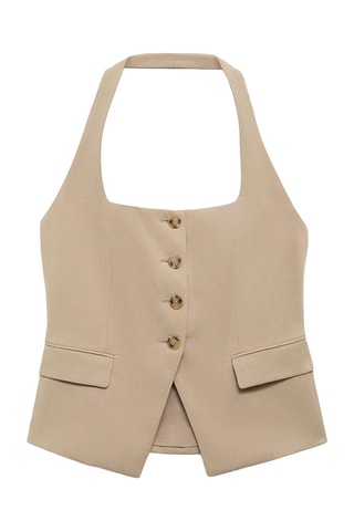 Gilet de costume lin mélangé - Marron