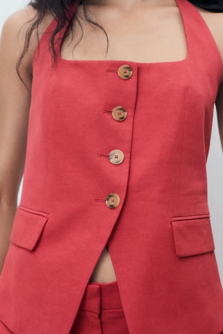 Gilet de costume lin mélangé - Bordeaux