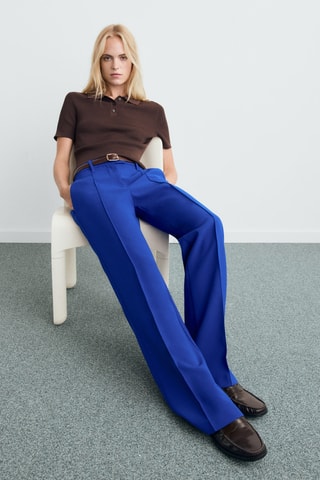 Pantalon droit taille normale - Bleu