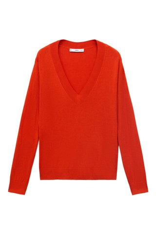 Pull-over maille fine col V - Bordeaux