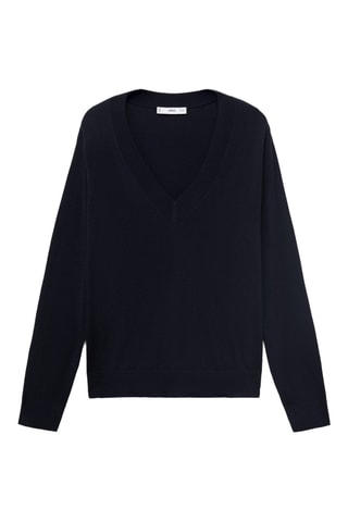 Pull-over maille fine col V - Bleu marine