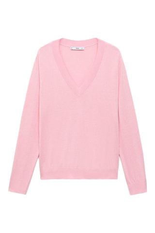 Pull-over maille fine col V - Rose